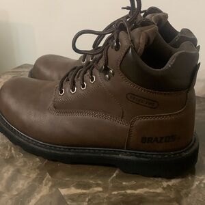 Like New Brazos Brown Leather Steel Toe Work Boots Sz 11